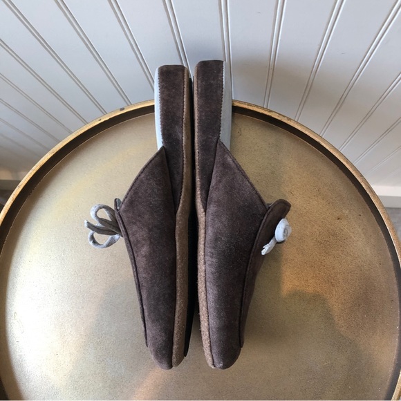 PATRICIA GREEN SUEDE MULE SLIPPERS | PADDED FOOTBED | BOW ACCENT | SIZE: 6 | EUC - Picture 6 of 9